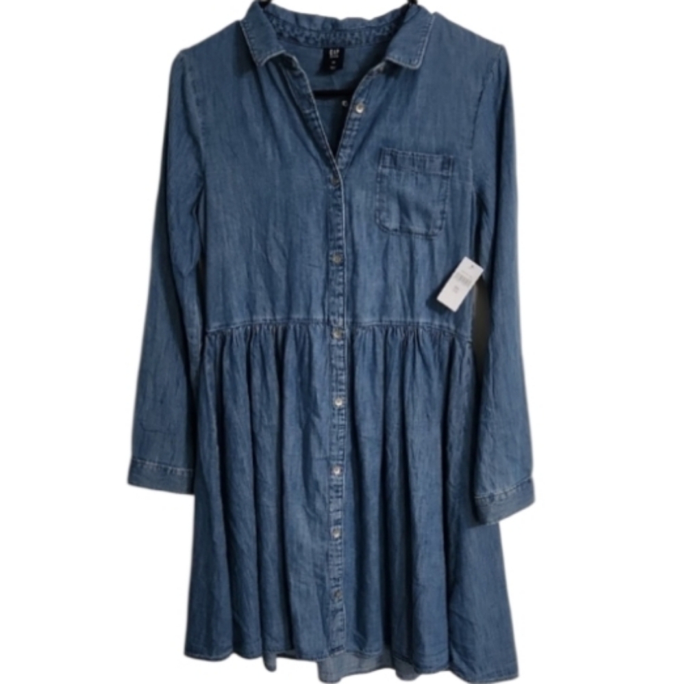 NWT. Gap Kids Chambray Button Front Shirt Dress Sz. XXL (13)